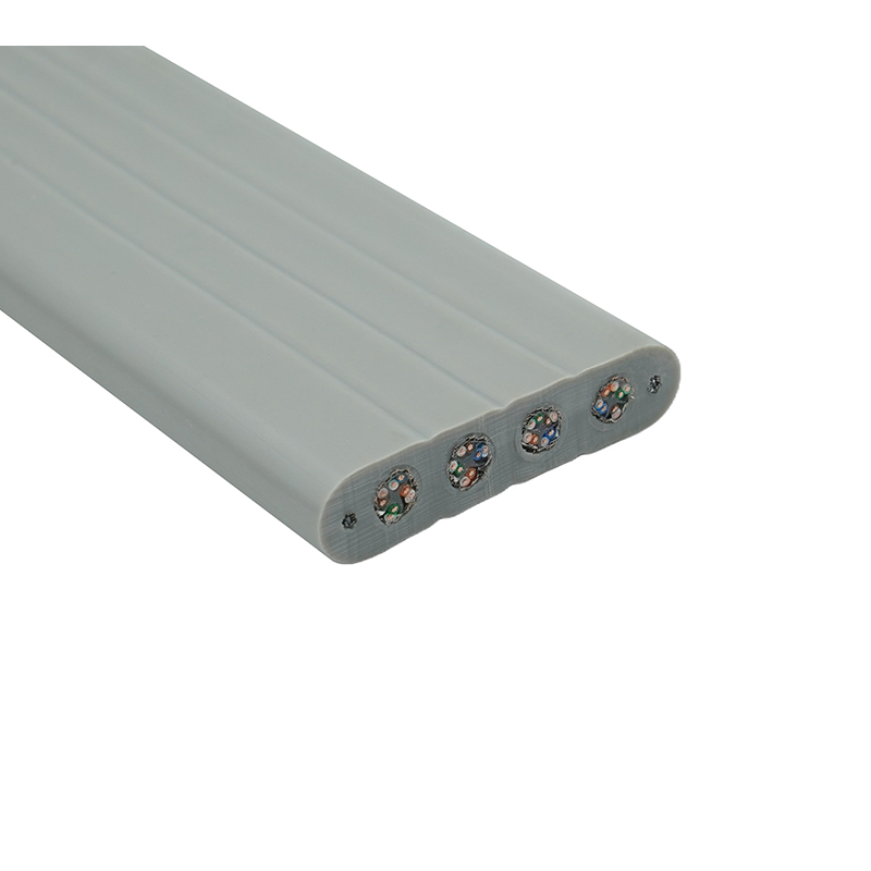 Felvonó lapos kábel acélhuzallal és 4 Cat6 patch kábellel