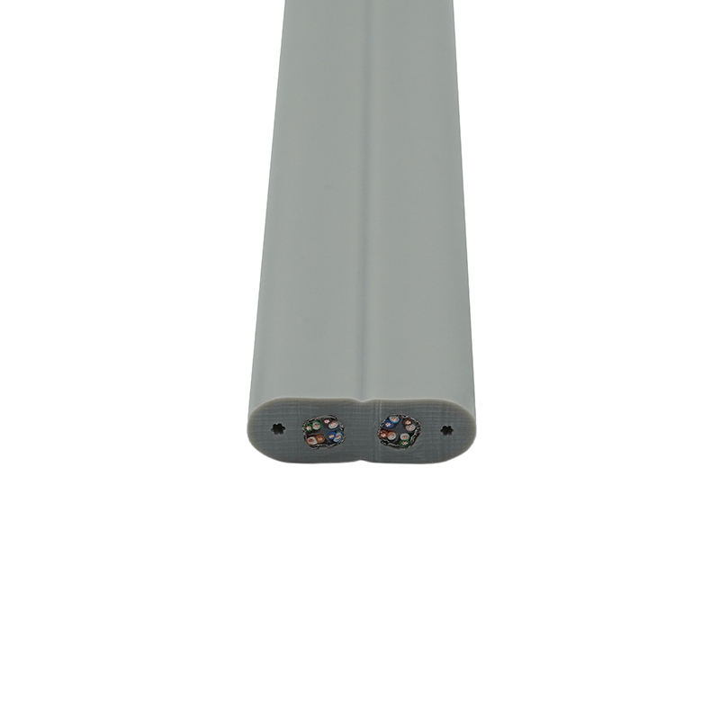 Felvonó lapos kábel acélhuzallal és 2 Cat6 patch kábellel