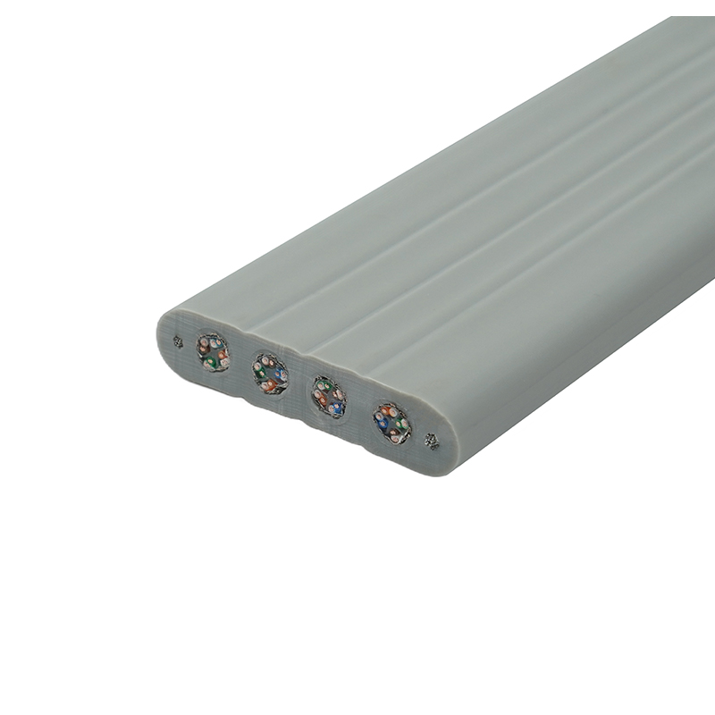 Felvonó lapos kábel acélhuzallal és 4 Cat6 patch kábellel