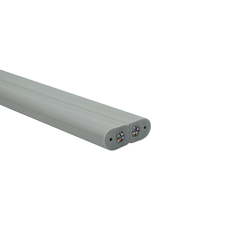 Felvonó lapos kábel acélhuzallal és 2 Cat6 patch kábellel