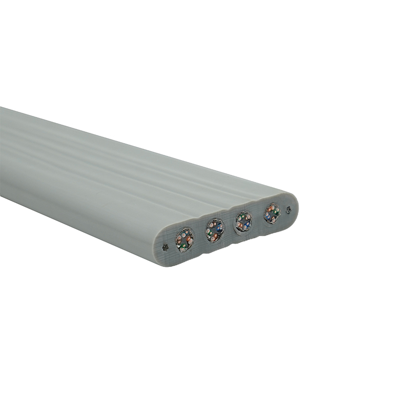 Felvonó lapos kábel acélhuzallal és 4 Cat6 patch kábellel